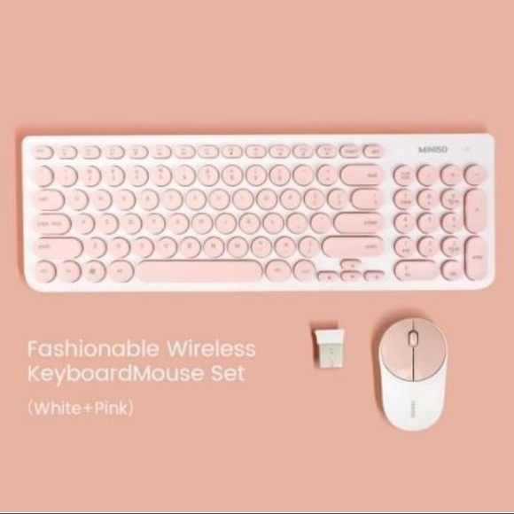 NIB MINISO Wireless Keyboard and Mouse Set Pink - Picture 1 of 8